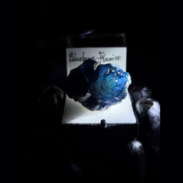Deep blue blueberry fluorite from Inner Mongolia — complete view