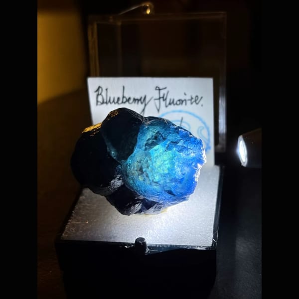 Deep blue blueberry fluorite from Inner Mongolia — alternate view