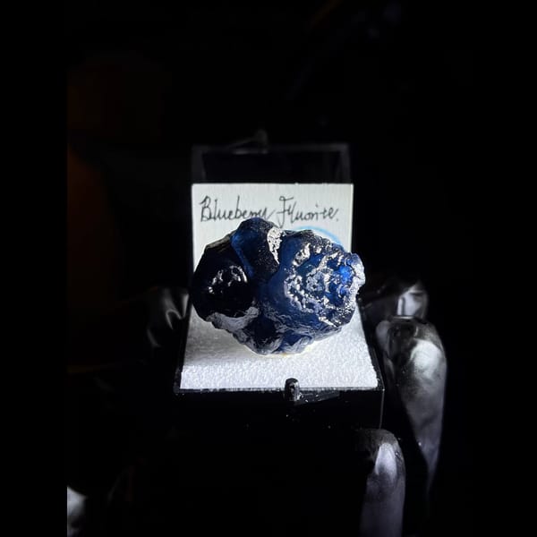 Deep blue blueberry fluorite from Inner Mongolia — detail view