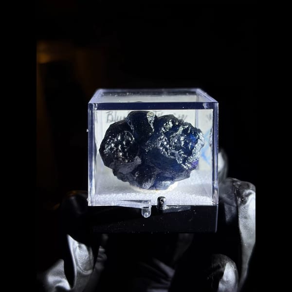 Deep blue blueberry fluorite from Inner Mongolia — detail view