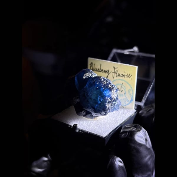 Deep blue blueberry fluorite from Inner Mongolia — detail view