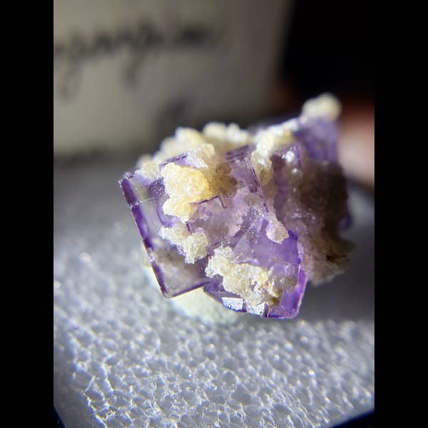 Pale purple fluorite with muscovite from Yaogangxian — detail view