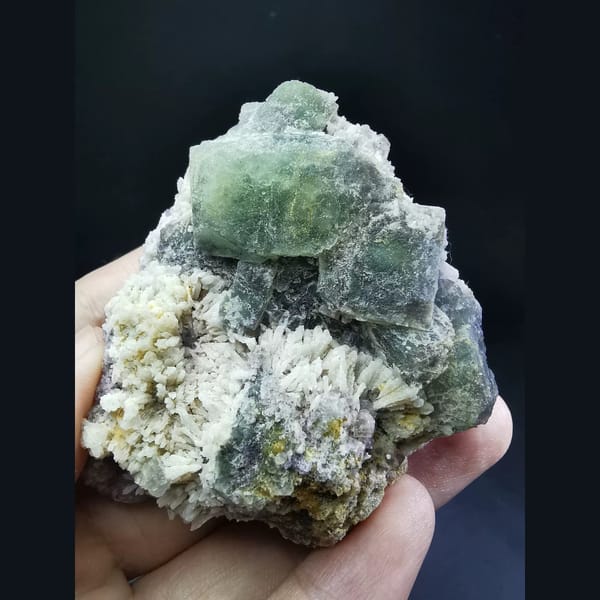 Green fluorite cluster — complete view