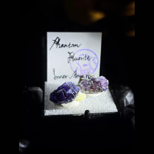 Pair of phantom fluorites from Yindu — complete view