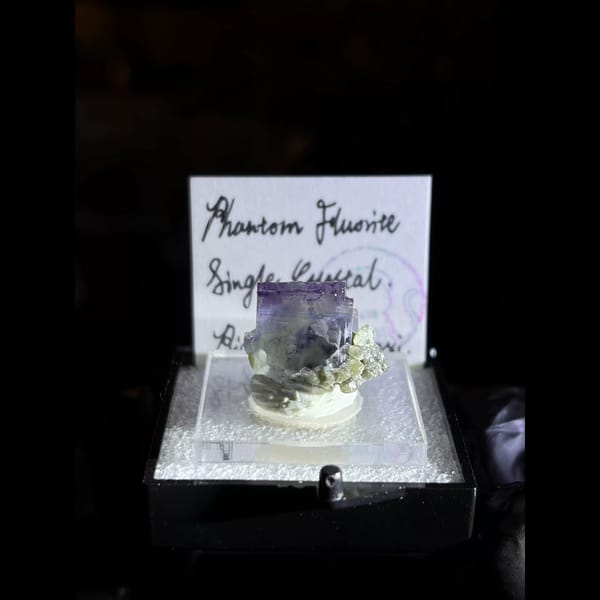 Purple phantom fluorite crystal from Piaotang — alternate view