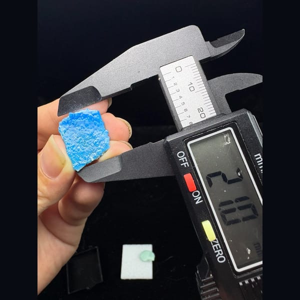 Bright blue rectangular allophane from Qinglong — alternate view