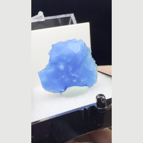 Vivid blue allophane thumbnail from Qinglong — alternate view