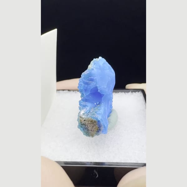 Vivid blue allophane thumbnail from Qinglong — alternate view