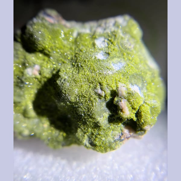 Epidote on Feldspar Wulian Shandong in 3.4 cm box — alternate view