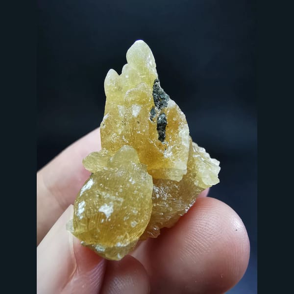 Amber calcite cluster — alternate view