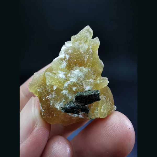 Amber calcite cluster — alternate view