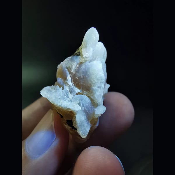 Amber calcite cluster — detail view