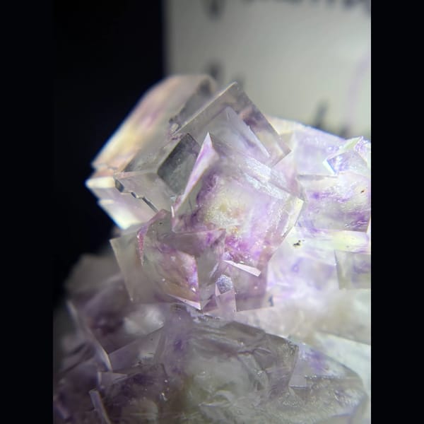 Stepped purple phantom fluorite from Shangbao — detail view