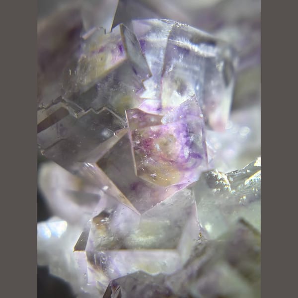 Stepped purple phantom fluorite from Shangbao — detail view