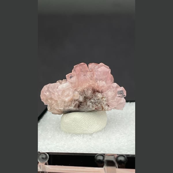 Bright pink cobaltoan calcite cluster from Morocco — detail view