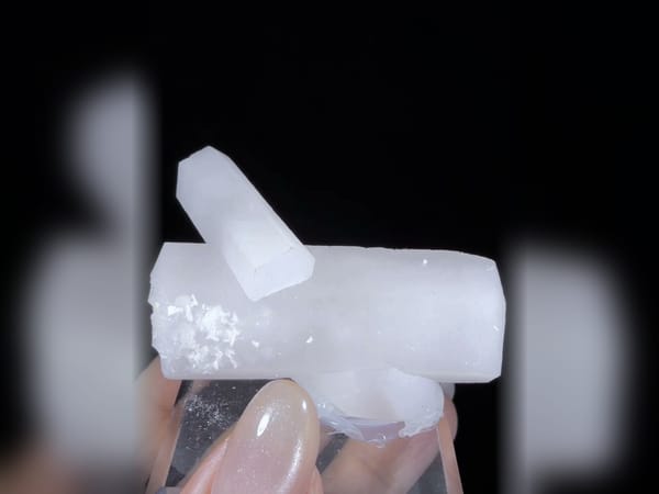 Classic Columnar Calcite Crystal Cluster, Fluorescent Old Stock Mineral Specimen — alternate view