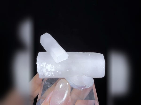 Classic Columnar Calcite Crystal Cluster, Fluorescent Old Stock Mineral Specimen — alternate view