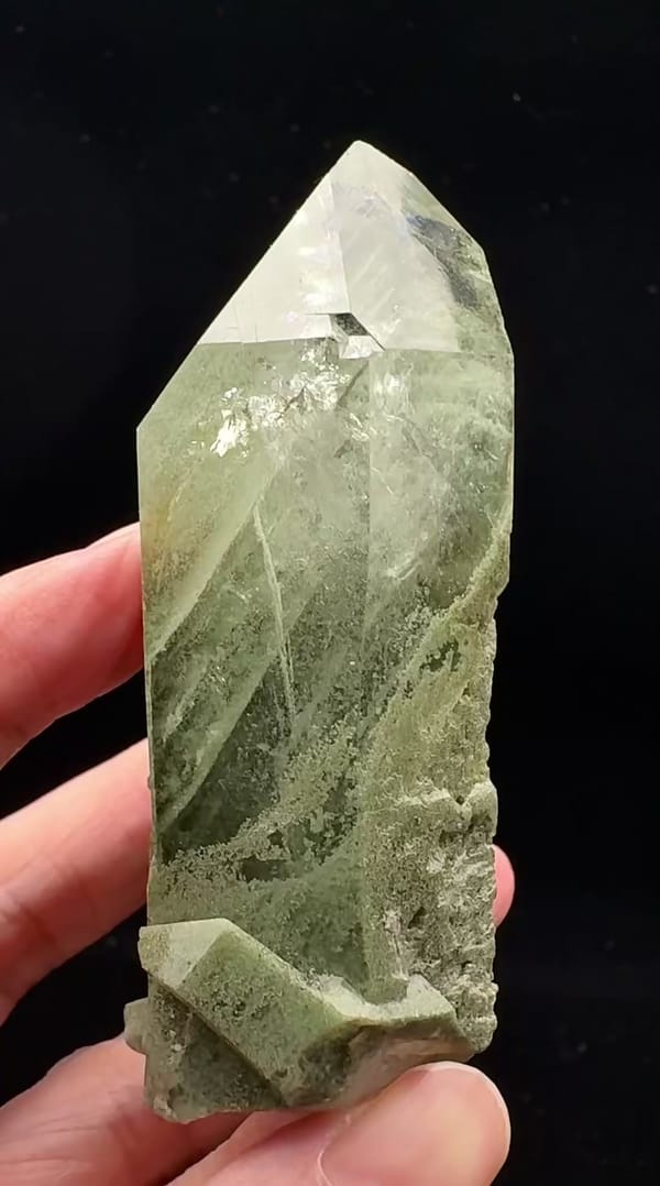 Complete front view of Green Phantom Himalayan Quartz Cluster from Pakistan