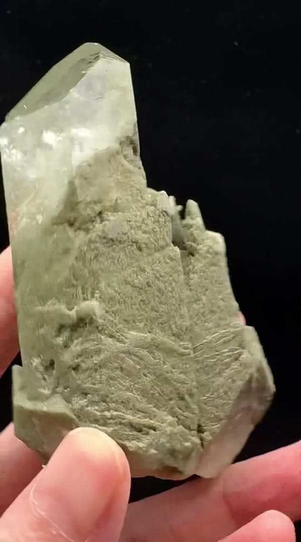 Complete side view of the exact Green Phantom Himalayan Quartz Cluster from Pakistan