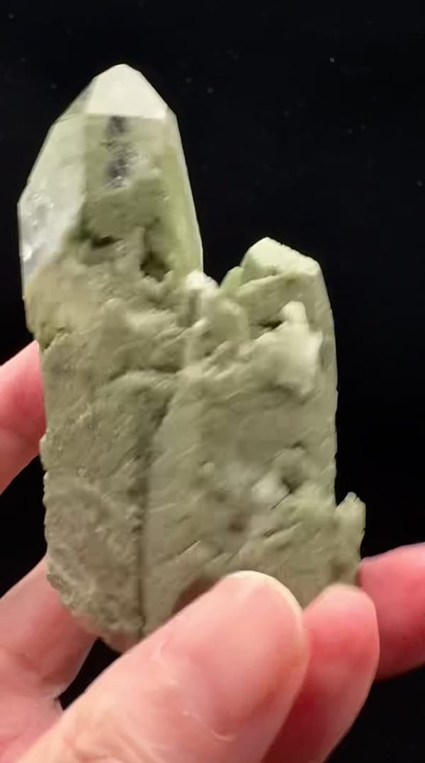 Complete reverse view of the exact Green Phantom Himalayan Quartz Cluster from Pakistan
