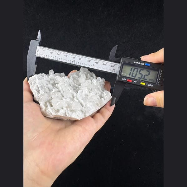 Large snowy sugary calcite with quartz from Fujian — alternate view