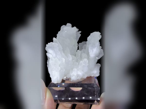 Calcite with Hydrozincite Flowers 7 cm, Fluorescent Mineral Specimen — complete view