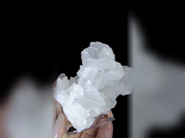 Calcite with Hydrozincite Flowers 7 cm, Fluorescent Mineral Specimen — alternate view