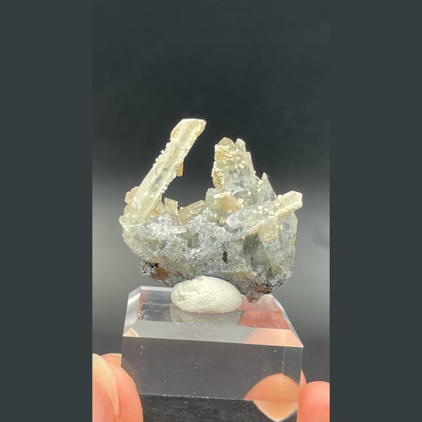 Cream calcite with quartz from Bulgaria — detail view