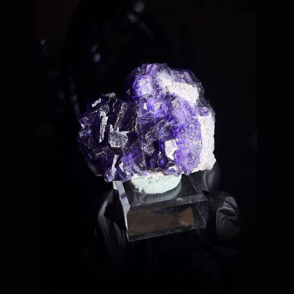 Deep purple-edged fluorite on white matrix from Inner Mongolia — complete view