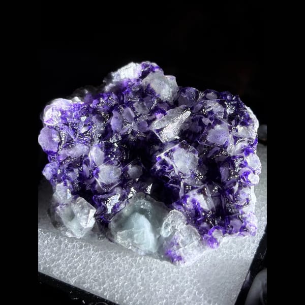 Purple-zoned eye fluorite cluster from Inner Mongolia — alternate view