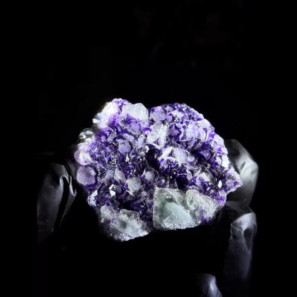 Purple-zoned eye fluorite cluster from Inner Mongolia — detail view