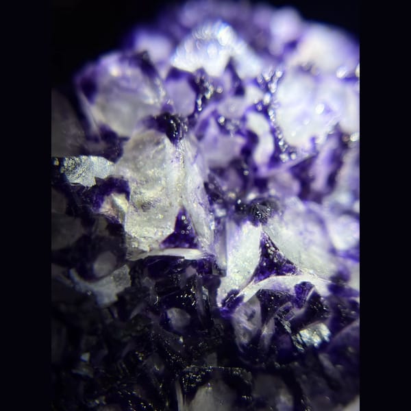 Purple-zoned eye fluorite cluster from Inner Mongolia — detail view