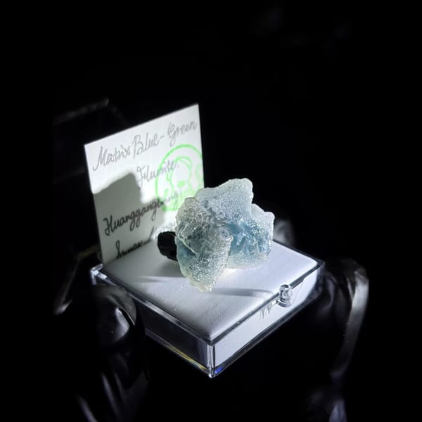 Etched octahedral blue-green fluorite from Huanggangliang — alternate view