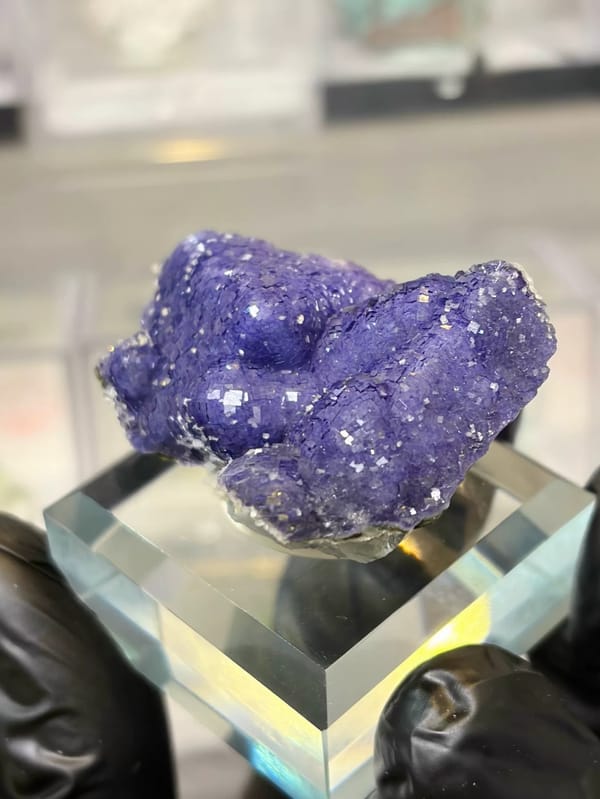 Complete elevated reverse view of the exact Inner Mongolia fluorite
