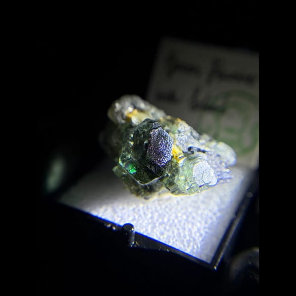 Etched green fluorite with schorl from Erongo, Namibia — alternate view