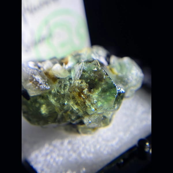 Etched green fluorite with schorl from Erongo, Namibia — detail view