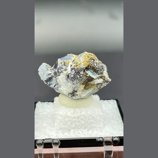Metallic galena with honey sphalerite from Bulgaria — detail view