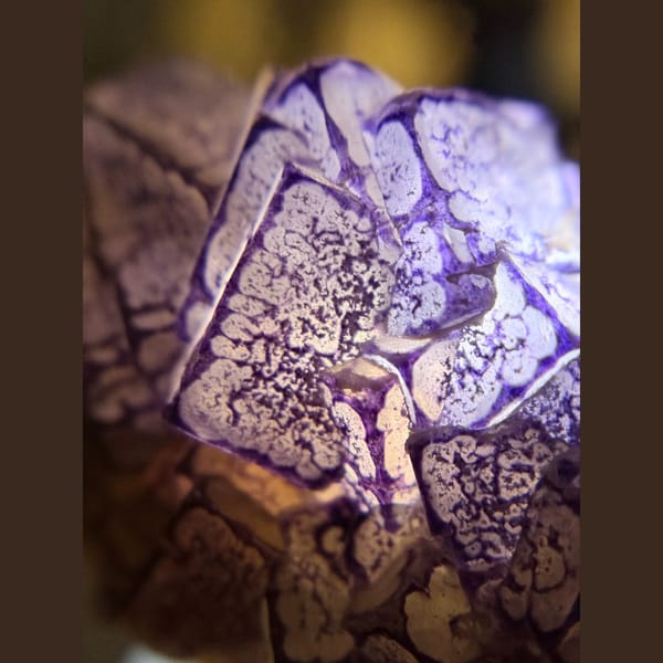 Purple-edged QR code fluorite from Guizhou — alternate view