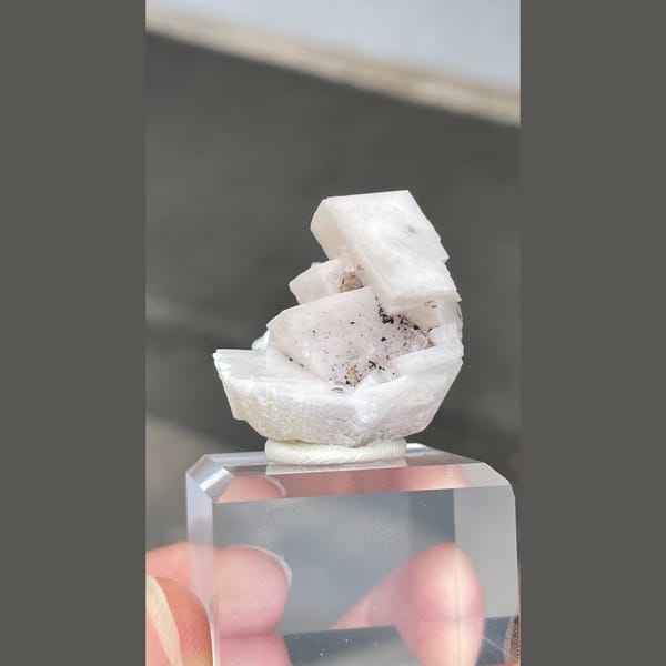 Stacked white bladed calcite with hemimorphite from Mexico — complete view