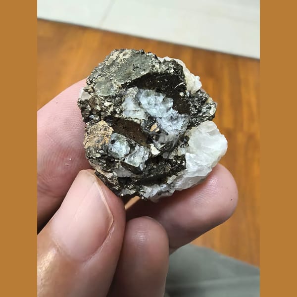 Pyrite with calcite — complete view