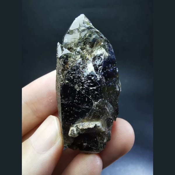 Black quartz crystal from Inner Mongolia — complete view