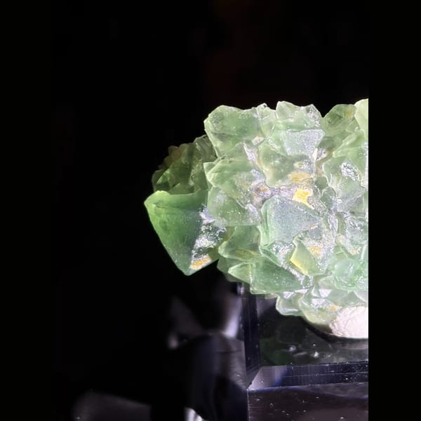 Octahedral green fluorite cluster from Inner Mongolia — detail view