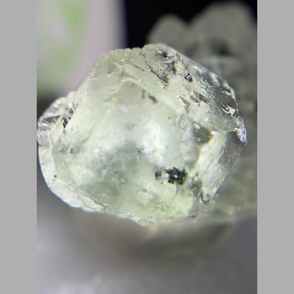 Mint-green stepped fluorite from Fujian — detail view