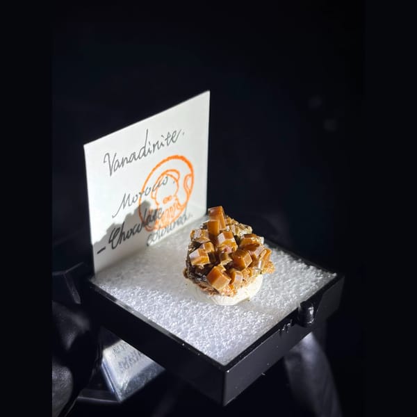 Chocolate-brown vanadinite cluster from Morocco — alternate view