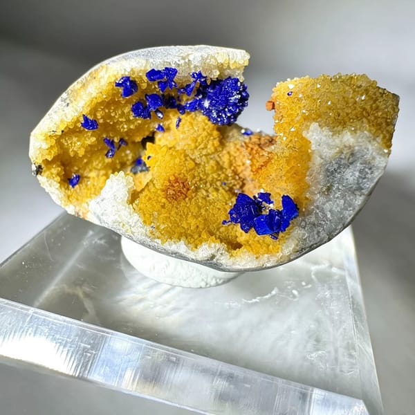 Azurite in Golden Quartz Geode 2.5 cm — complete view