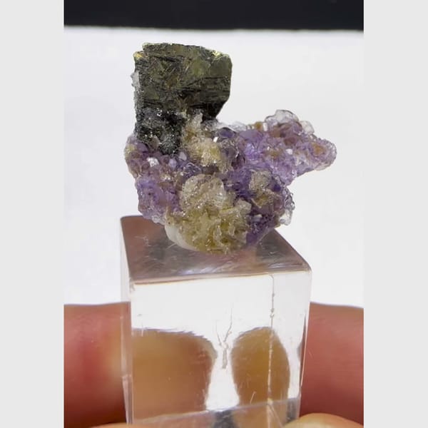 Iridescent Chalcopyrite on Fluorite Yaogangxian 1.7 cm — alternate view
