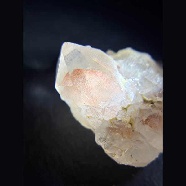 Red phantom quartz cluster from Wutai, Shanxi — detail view