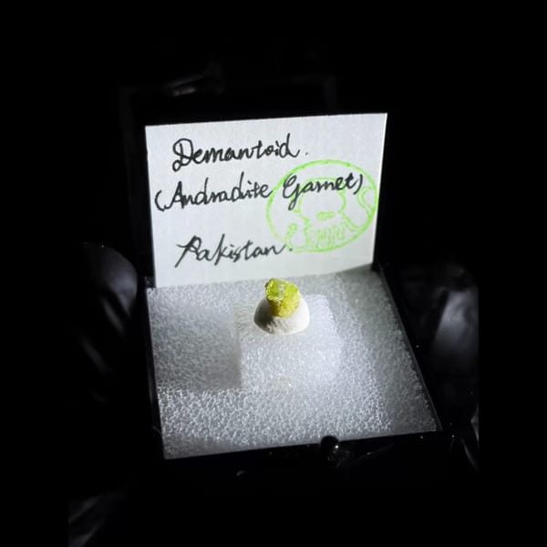 Demantoid andradite garnet from Pakistan — complete view