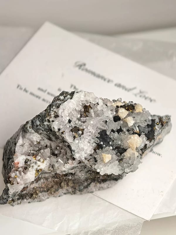 Quartz, Dolomite and Sulfide Association — Jiangxi — individual mineral specimen view 2