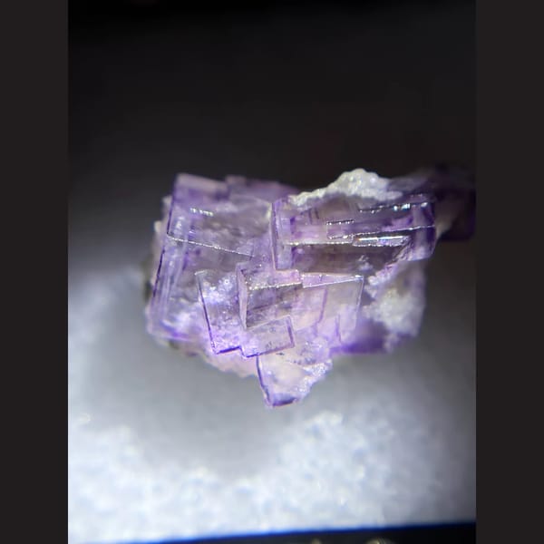 Lavender fluorite with purple frames from Yaogangxian — complete view